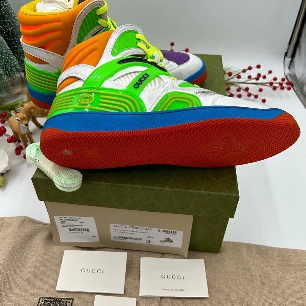 Women’s Gucci basket high top leather sneakers size 40.5 made in Italy. - Picture 9 of 10